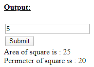 Skillpundit: JavaScript Program to find the Area and Perimeter of a Square