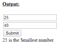 Skillpundit: JavaScript Program to find Smallest of given two numbers