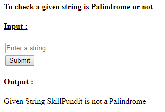 skillpundut: PHP To check given string is palindrome or not