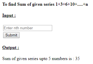 SkillPundit: PHP To Print Sum of Series of  1+3+6+10+.....+n