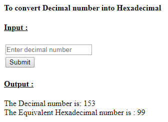 SkillPundit: PHP To Convert Decimal Number into Hexadecimal Number