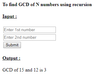 SkillPundit: PHP to find GCD of N numbers using recursion