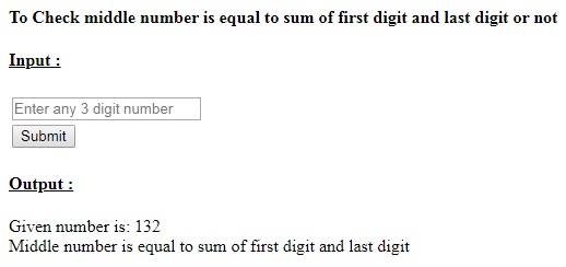 SkillPundit: PHP To Check Middle Digit of a Given 3 Digit Number is Equal to the Sum of Other Two Digits or Not