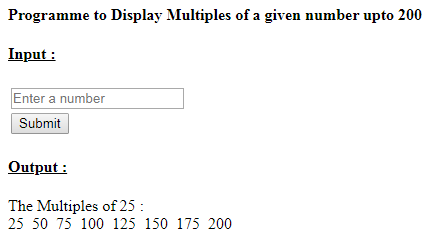 SkillPundit: PHP To Print Multiples of Given Number upto 200