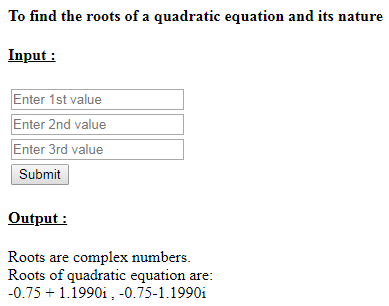 SkillPundit: PHP To Find the Roots of the Given Quadratic Equation