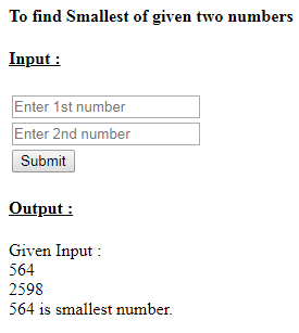 SkillPundit: PHP To Find Smallest of Given Two Numbers