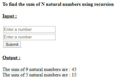 SkillPundit: PHP Find the Sum of N natural numbers using recursion