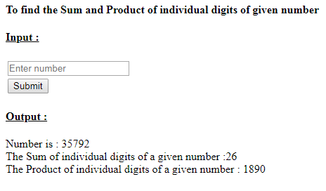 SkillPundit: PHP To Find the Sum and Product of Individual Digits of Given Number