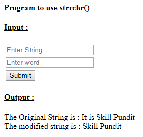 SkillPundit: PHP program to use strrchr() function