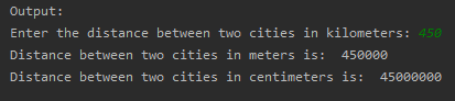 To Convert distance between two cities in kilometers into meters and centimeters SkillPundit