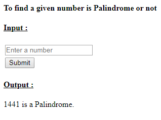 SkillPundit: PHP To Check Whether the Given Number is Palindrome or Not