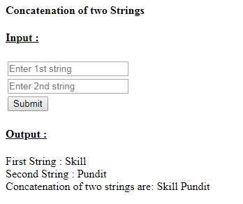 skillpundit: PHP To Concatenate two strings using static