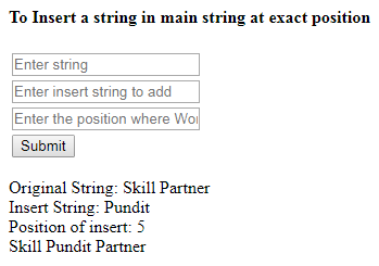 SkillPundit: PHP To Insert a word in main string at exact position