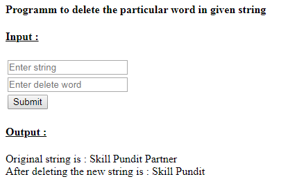 SkillPundit: PHP To delete particular word from the given line of text