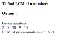 SkillPundit: PHP To Find LCM of Given N numbers