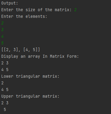 To find Upper and Lower trianglular of a given matrix SkillPundit